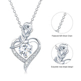 Rose Flower Heart Shaped Moissanite Necklace Woman 1ct 6.5mm 925 Silver With Certificate