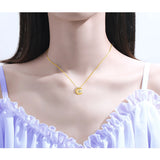 RedWood Brand Eid Gifts 0.5ct Moissanite Moon Star Necklace With Certificate Women Pendant Charms Muslim Real 925 Silver Jewelry