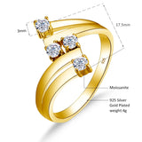 Yellow Gold 4 Stone Full Moissanite Ring With Certificate Real For Women High Quality Wedding Jewellery Pass Diamond Tester Sale