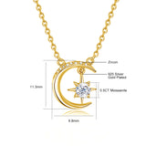 RedWood Brand Eid Gifts 0.5ct Moissanite Moon Star Necklace With Certificate Women Pendant Charms Muslim Real 925 Silver Jewelry