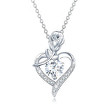 Rose Flower Heart Shaped Moissanite Necklace Woman 1ct 6.5mm 925 Silver With Certificate