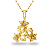 With Certificate Moissanite Flower Necklace Gold For Women Natural Stone Pendant Diamond Jewellery With Chain