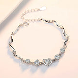 Chic 0.5 Carat 5 Stone Moissanite Bracelet Women Sterling Silver 925 GRA Certificate Heart Shaped Bangle Wedding Jewelry Trend