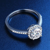 Real 925 Sterling Silver 1ct Moissanite Ring With Certificate Band With Stones Wedding Jewel For Women Pass Test Girls For Girl