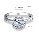 Real 925 Sterling Silver 1ct Moissanite Ring With Certificate Band With Stones Wedding Jewel For Women Pass Test Girls For Girl